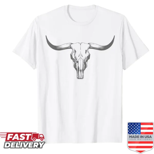 Vintage shirt with a boho cow skull design