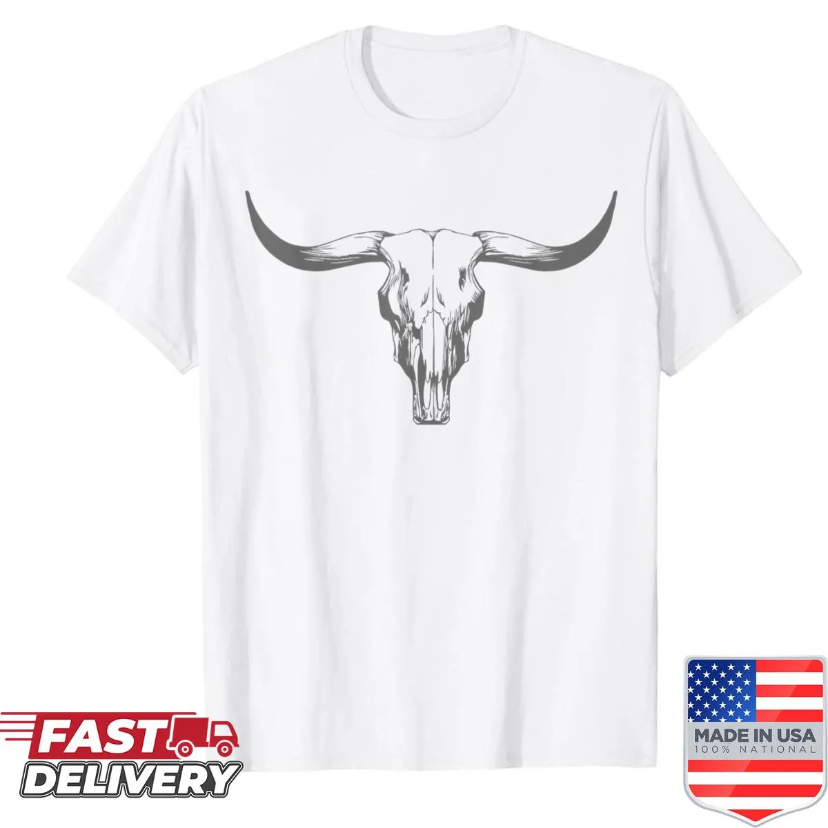 Vintage shirt with a boho cow skull design