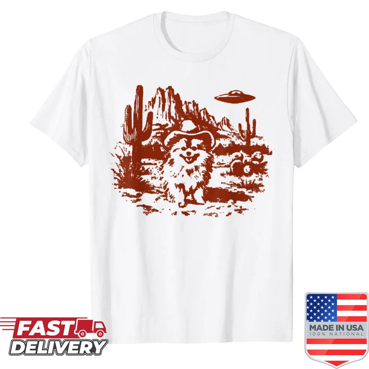 Graphic t-shirt featuring western motifs and themes