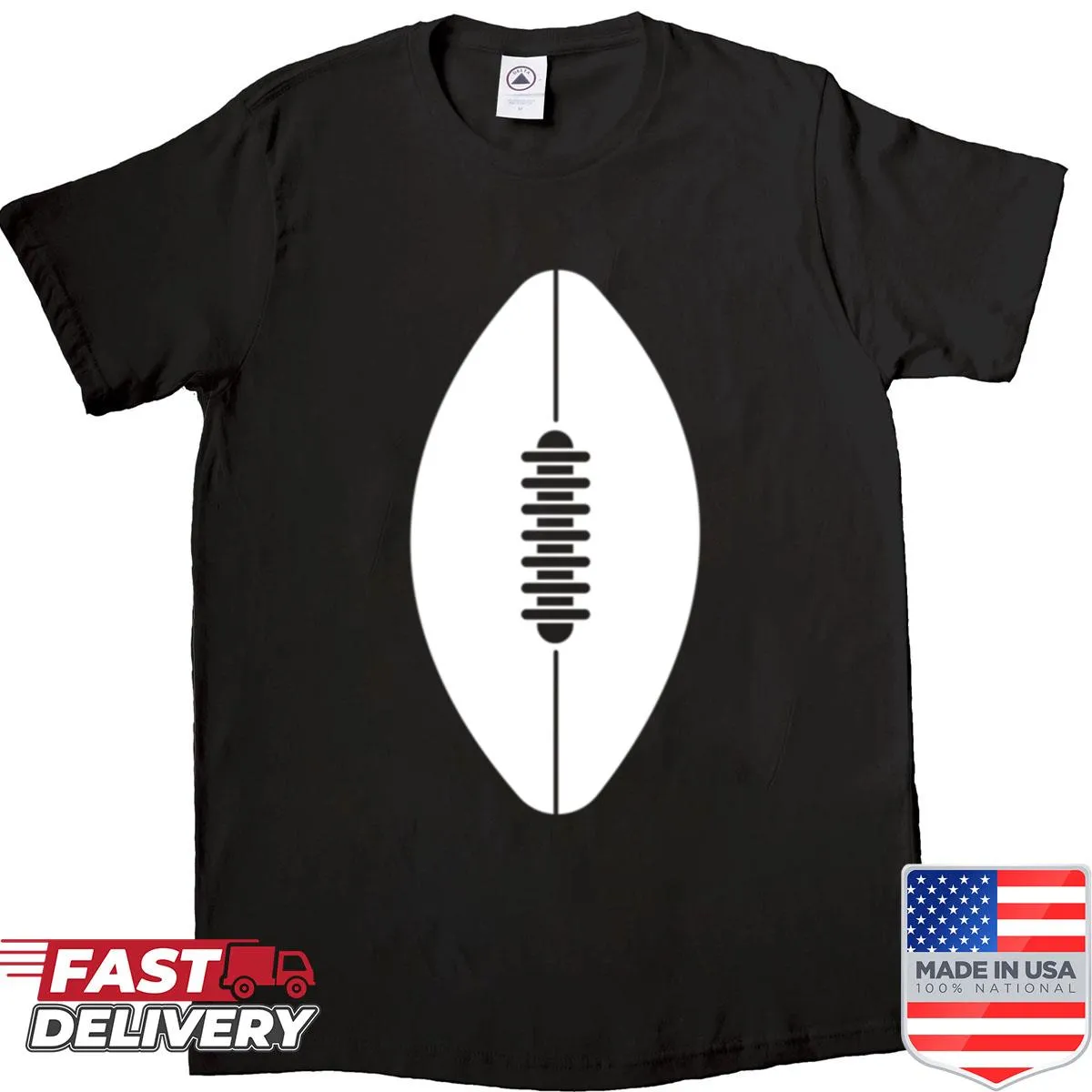 Minimalist American football design on a simple white shirt