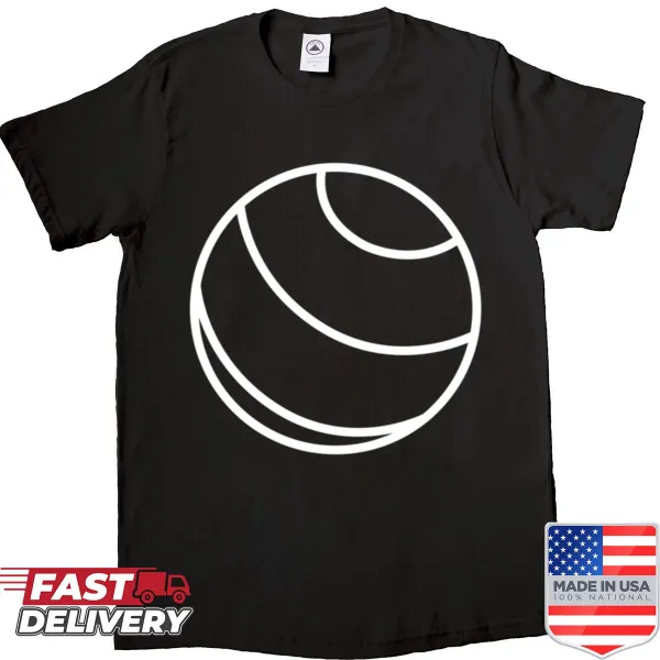 Minimalist yoga ball graphic on a simple white shirt