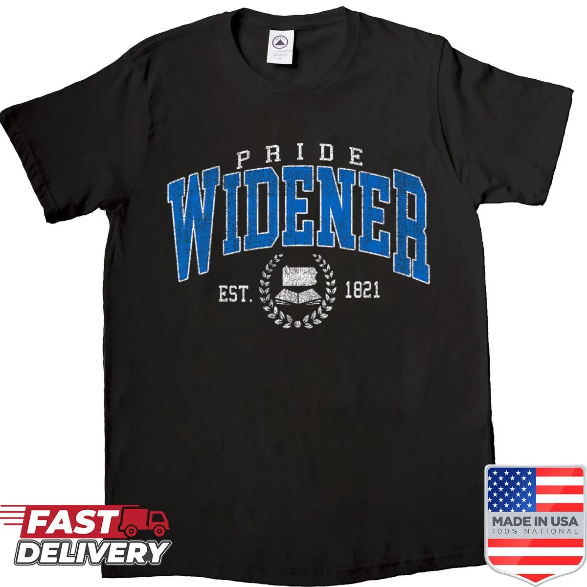 Vintage style Widener Arch design on a sports tee
