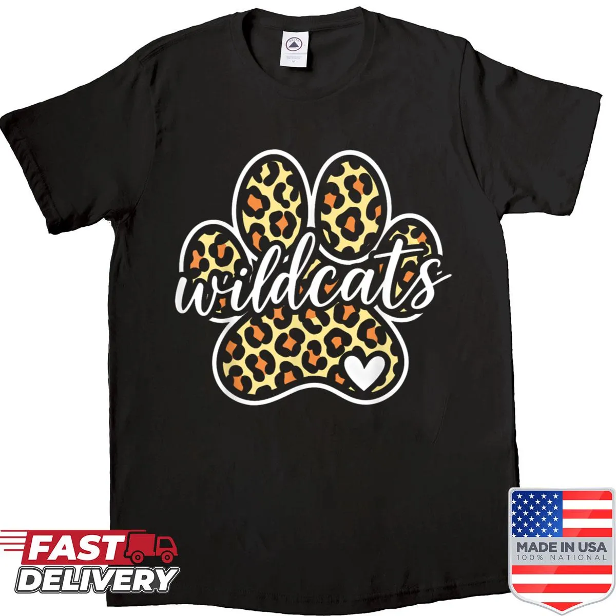 Vintage style shirt with wildcats heart graphic for fans and families