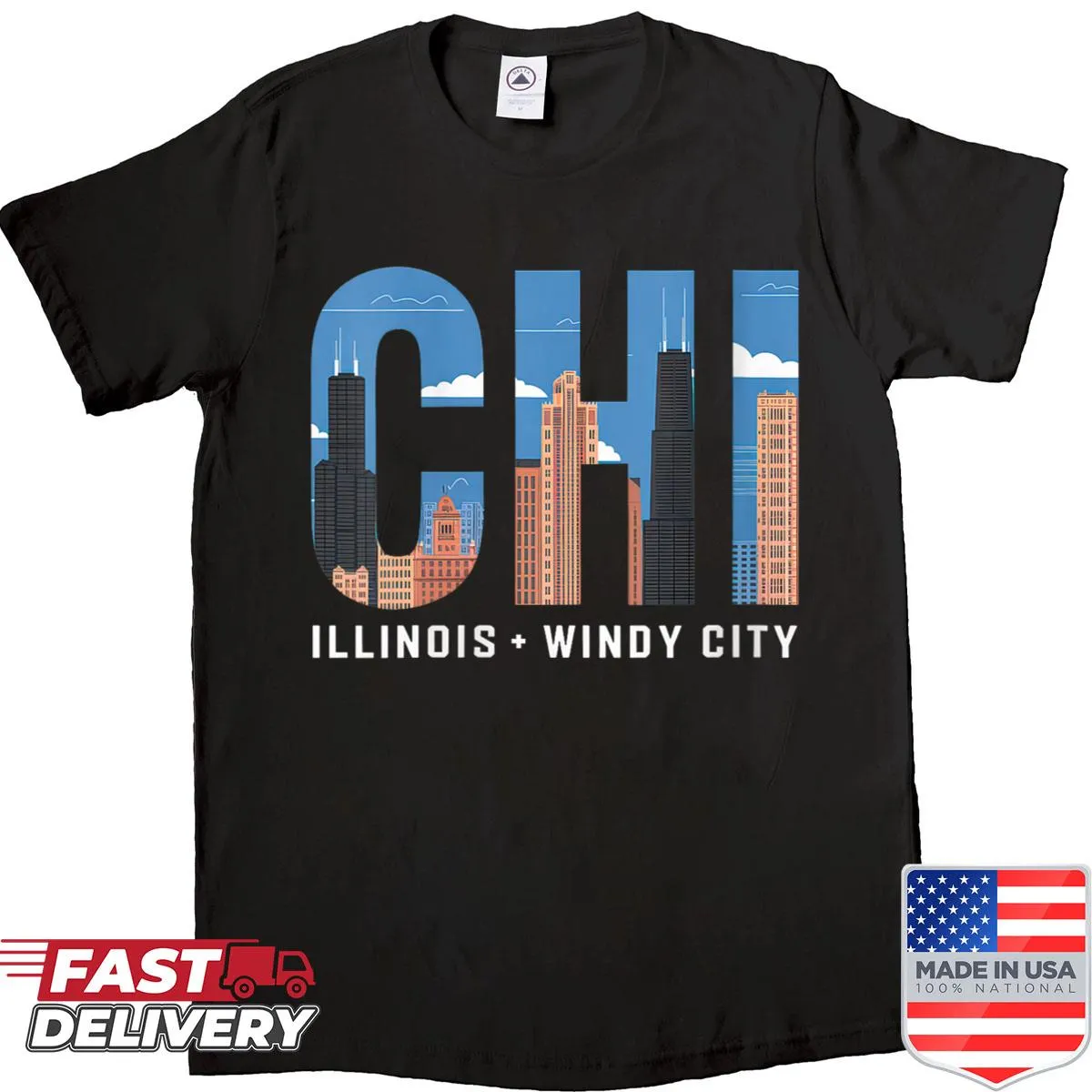 Vintage Chicago graphic printed on a women's shirt