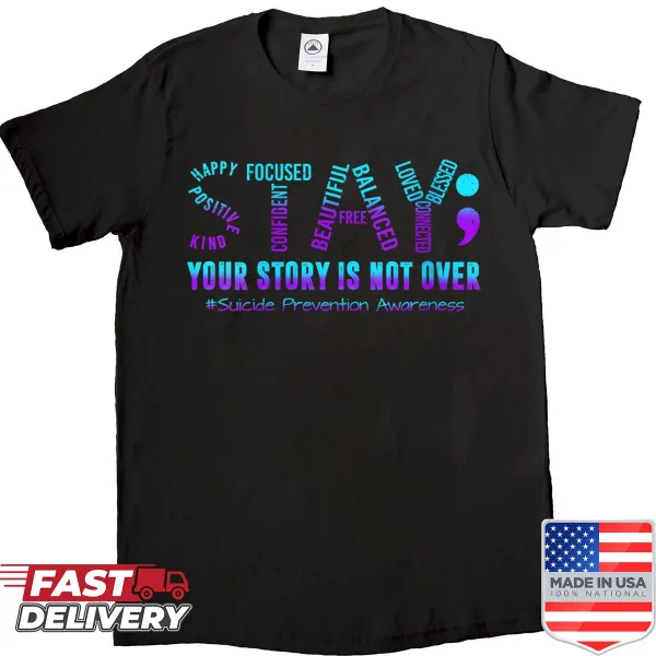 Suicide prevention awareness shirt with teal and purple ribbon