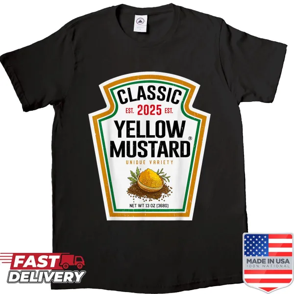 Cartoon mustard design for a DIY Halloween costume shirt.