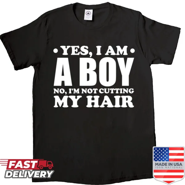 Playful shirt with bold text about hair and identity