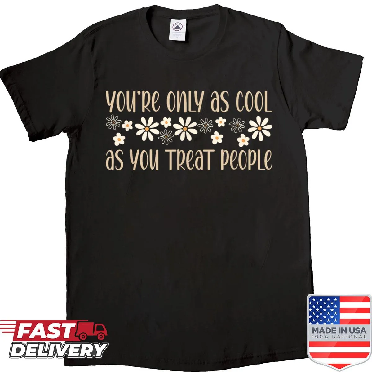 Typography design with the phrase about kindness on a women's shirt.