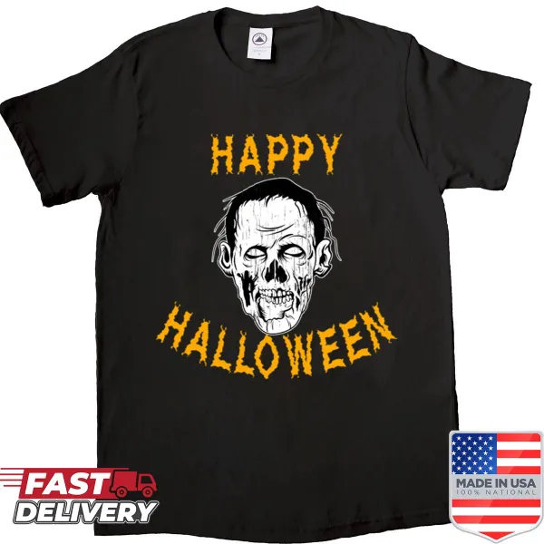 Cartoon zombie graphic on a Halloween shirt