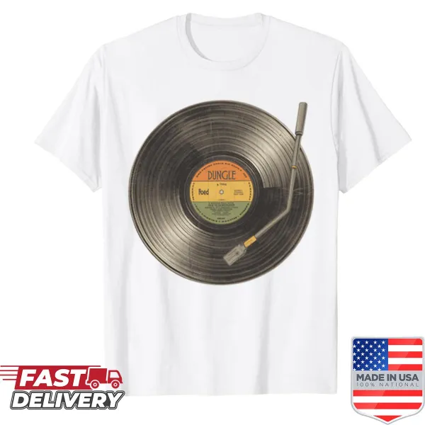Vintage shirt featuring a classic vinyl record design