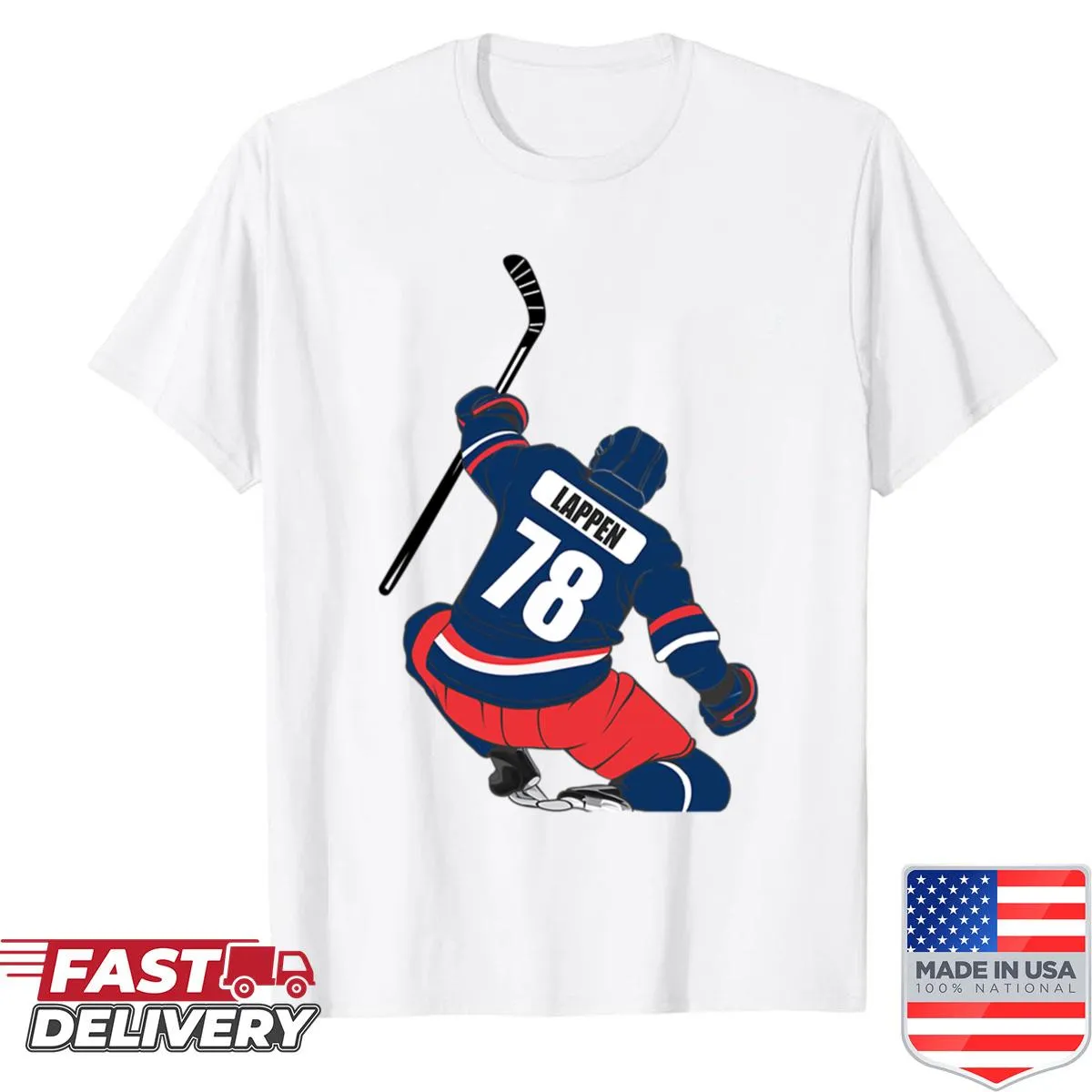 Vintage oversized hockey-themed T-shirt.