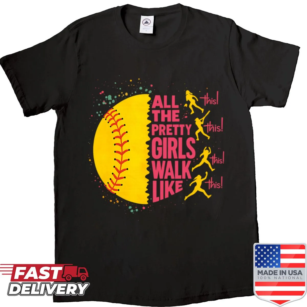 Oversized shirt with a playful softball theme