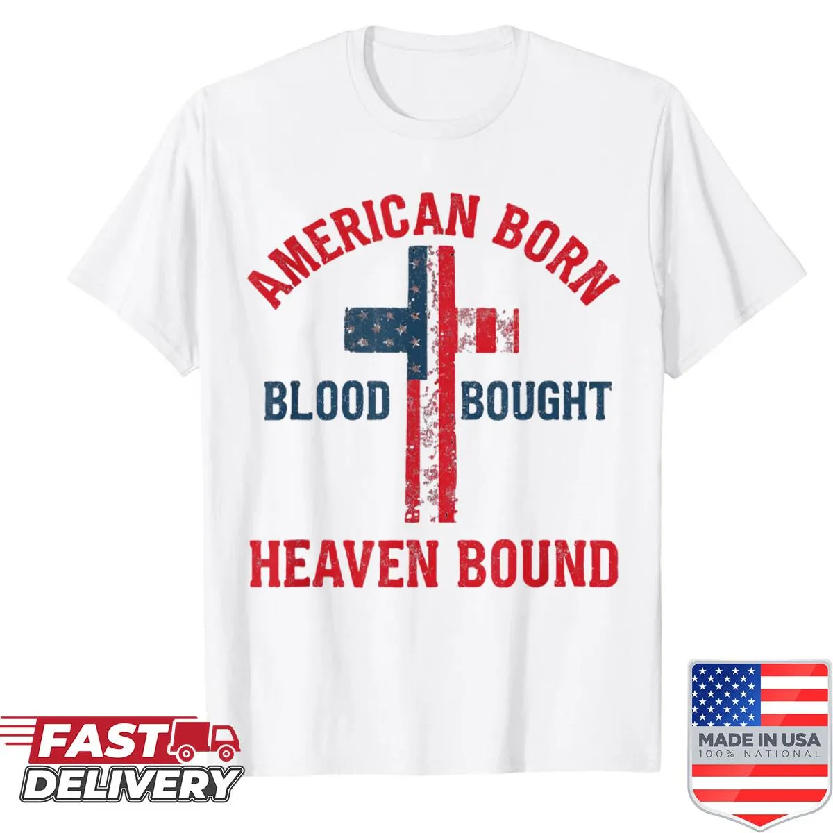 Typography conveying faith and identity on a casual shirt