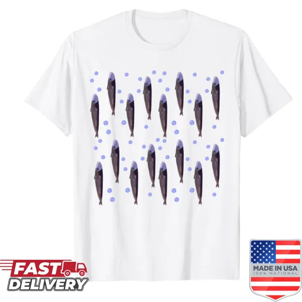 Fun anchovy-themed illustration shirt