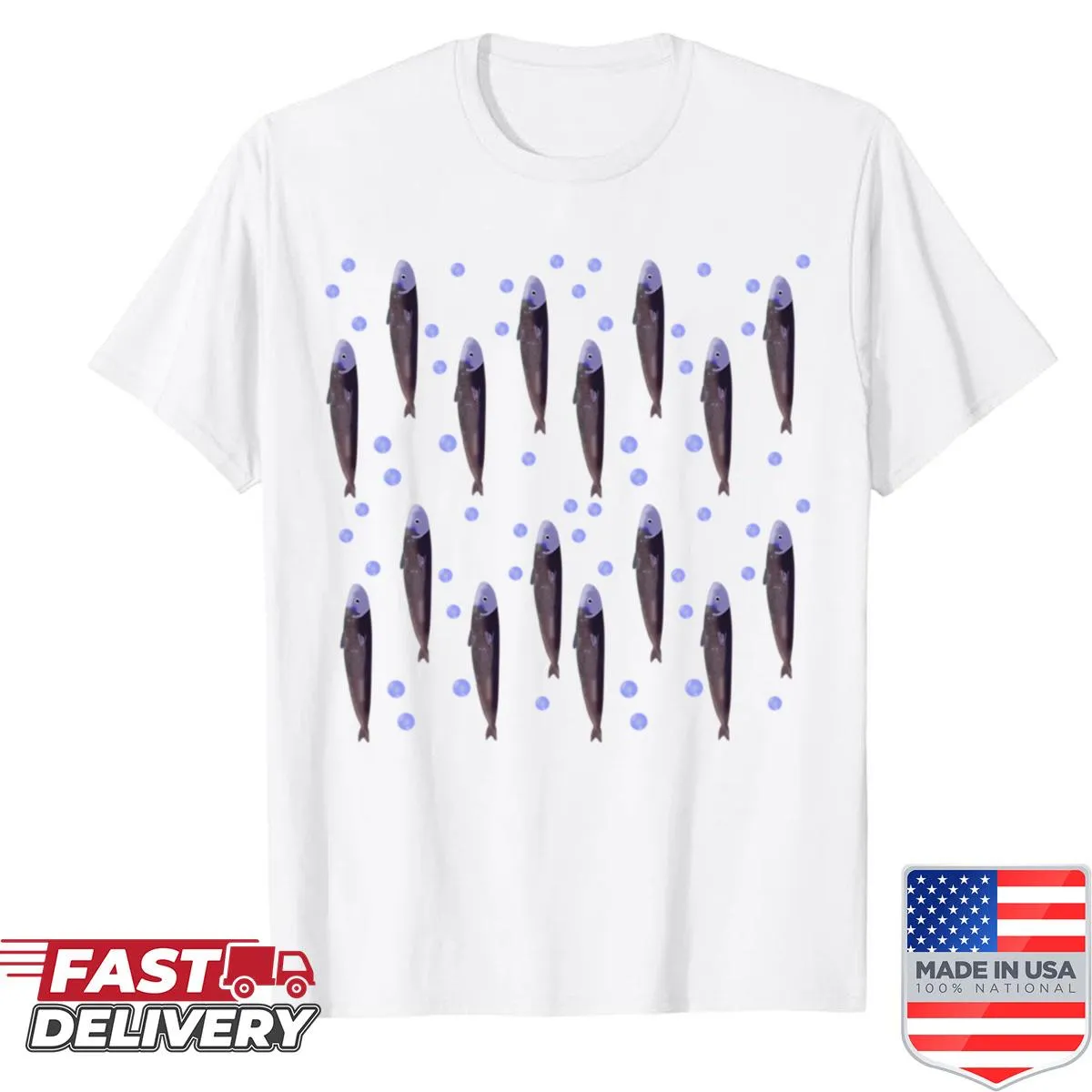 Fun anchovy-themed illustration shirt