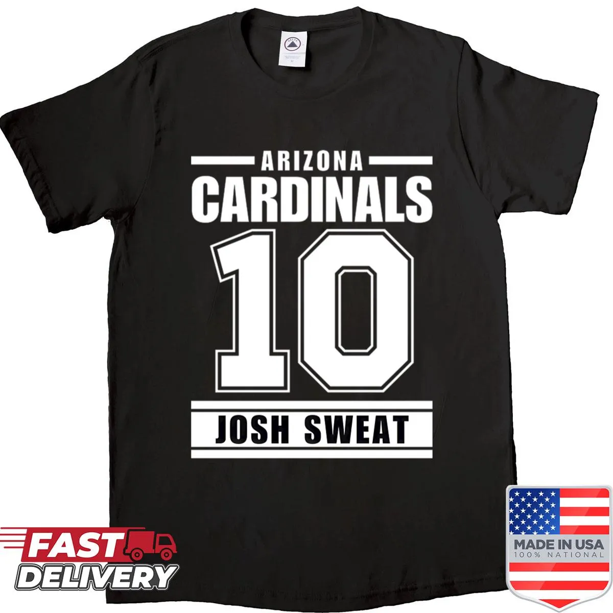 Oversized shirt featuring a playful graphic of Josh Sweat and the number 10.