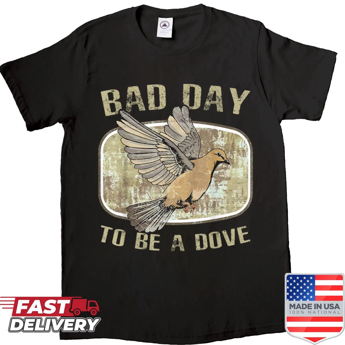 Funny dove hunting shirt with camouflage design and humorous text
