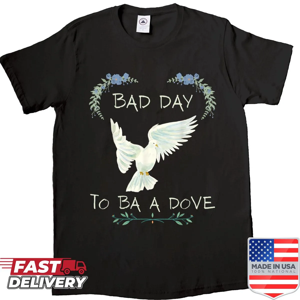 Edgy hunting-themed T-shirt with slogan about doves