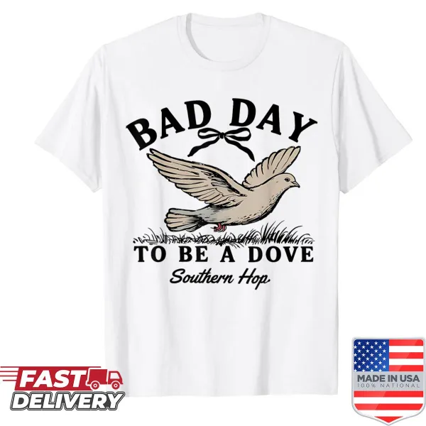 Vintage dove hunting t-shirt with camo and humorous graphic