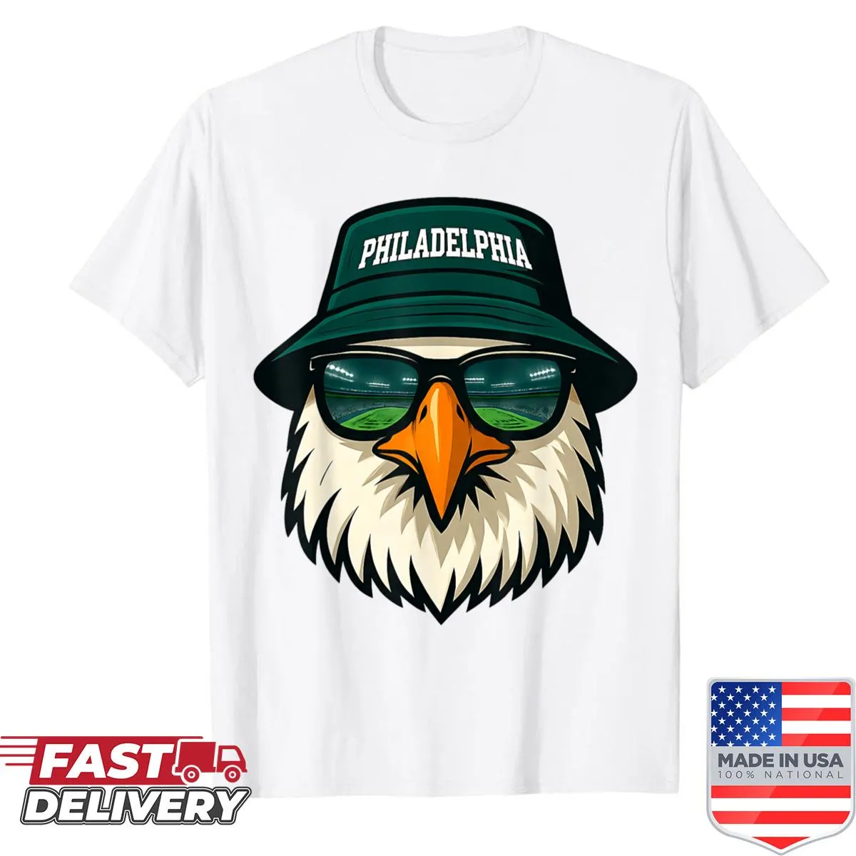 Funny T-shirt with a bald eagle wearing sunglasses