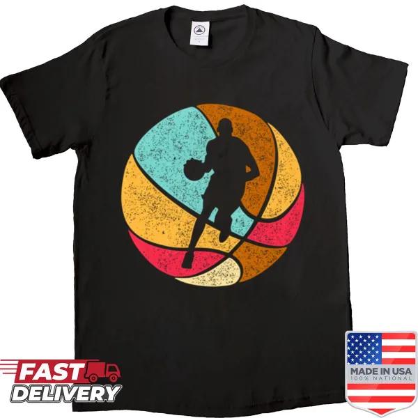 T-shirt featuring an illustrated basketball player in action