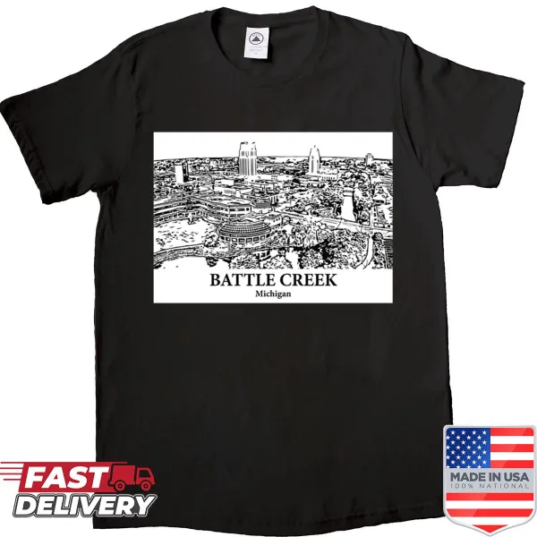Vintage-inspired shirt featuring Battle Creek Michigan typography