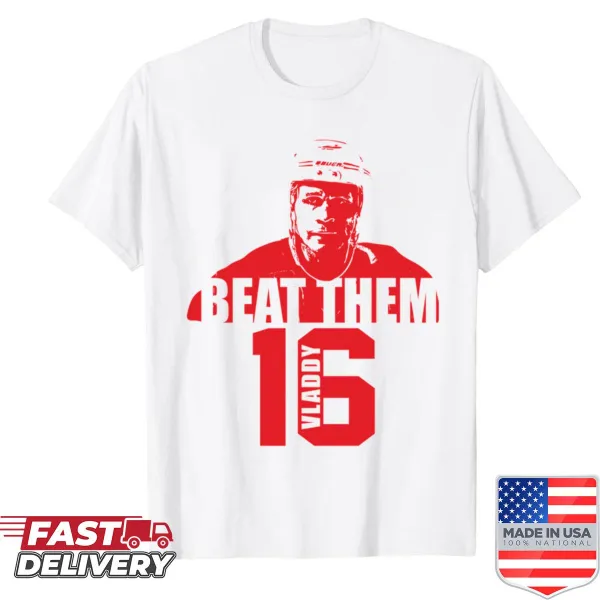 Beat Them text with Vladimir Konstantinov tribute graphic on t-shirt