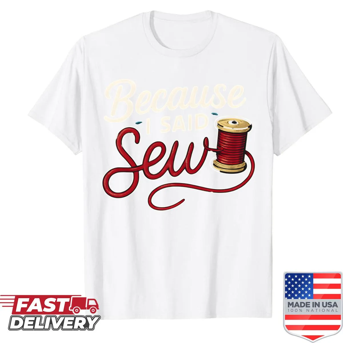Funny typography design about sewing on a shirt