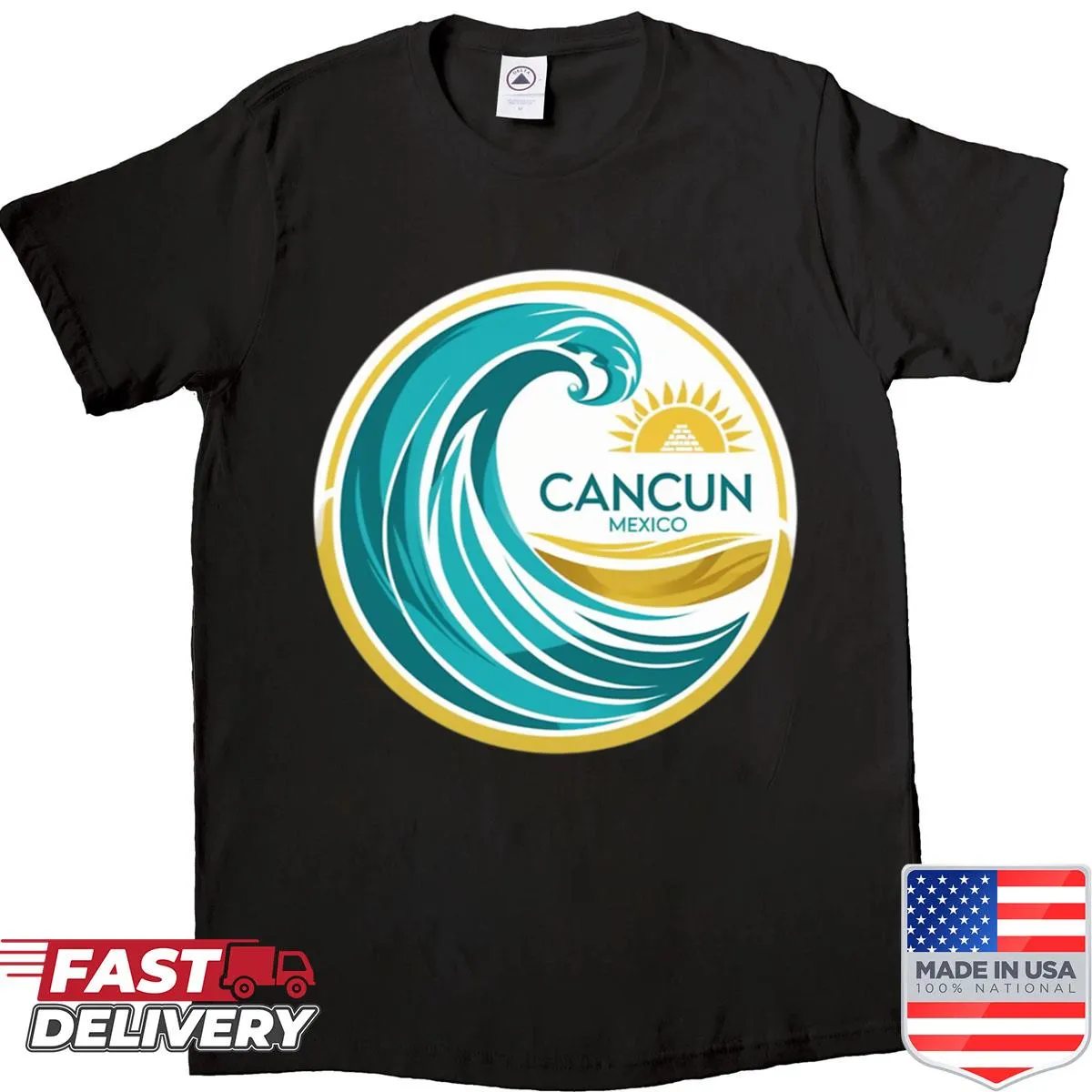 Welcoming T-shirt inspired by Cancun with tropical imagery