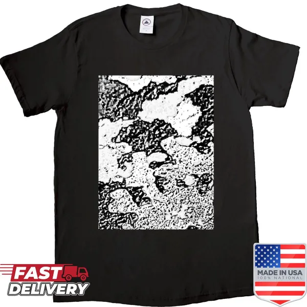 Black and white camo splatter design shirt for edgy fashion
