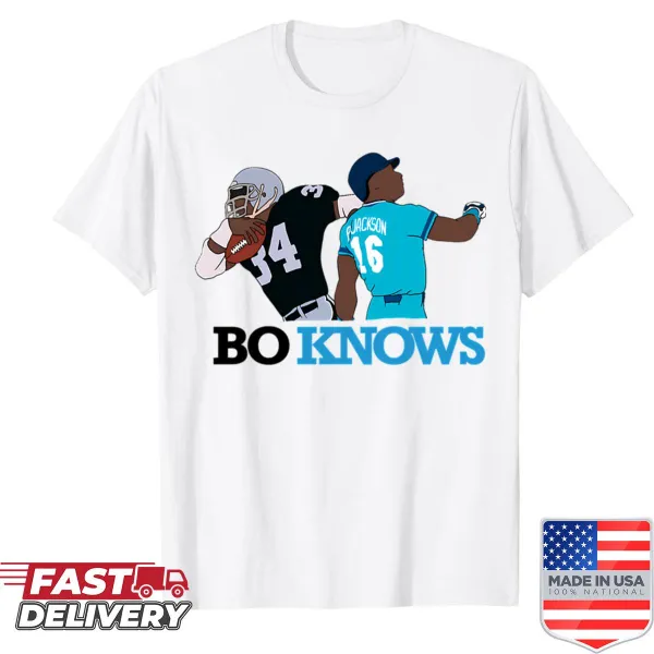 Oversized shirt featuring humorous text about Bo Jackson and baseball.