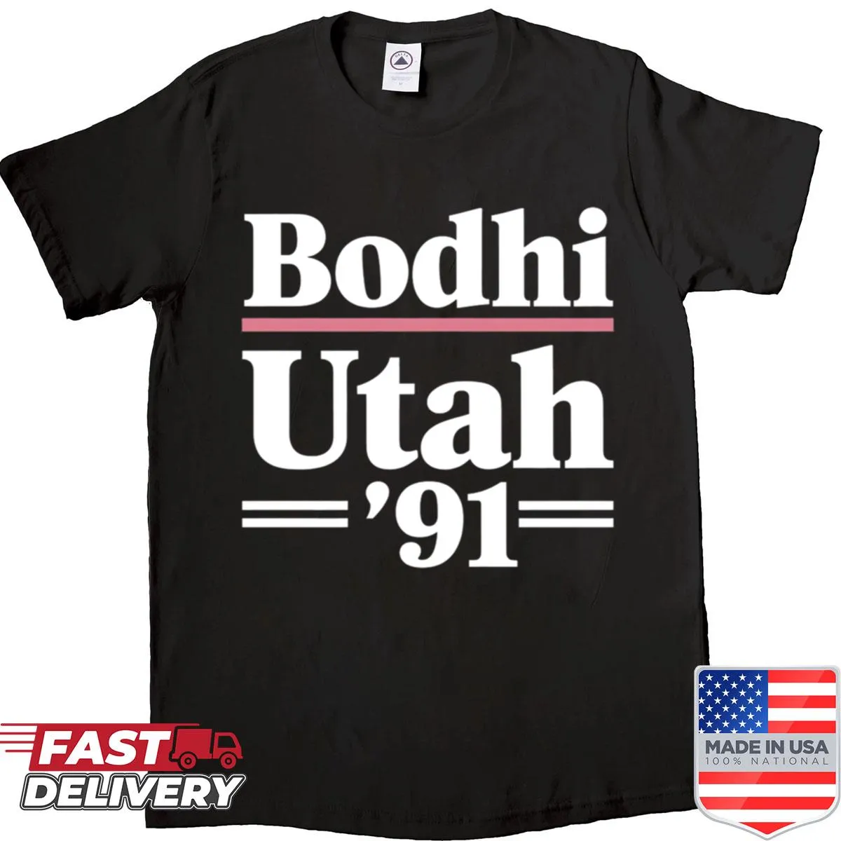 Retro surf aesthetic t-shirt with Bodhi Utah 91 design.