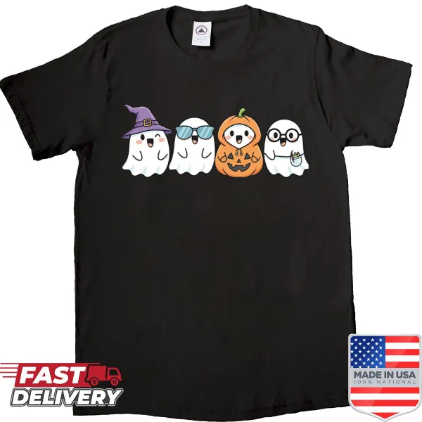 Cute ghost squad design on Boo Crew Halloween shirt