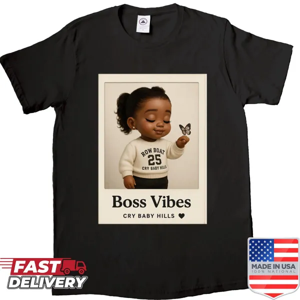 Oversized T-shirt featuring bold typography about boss vibes.
