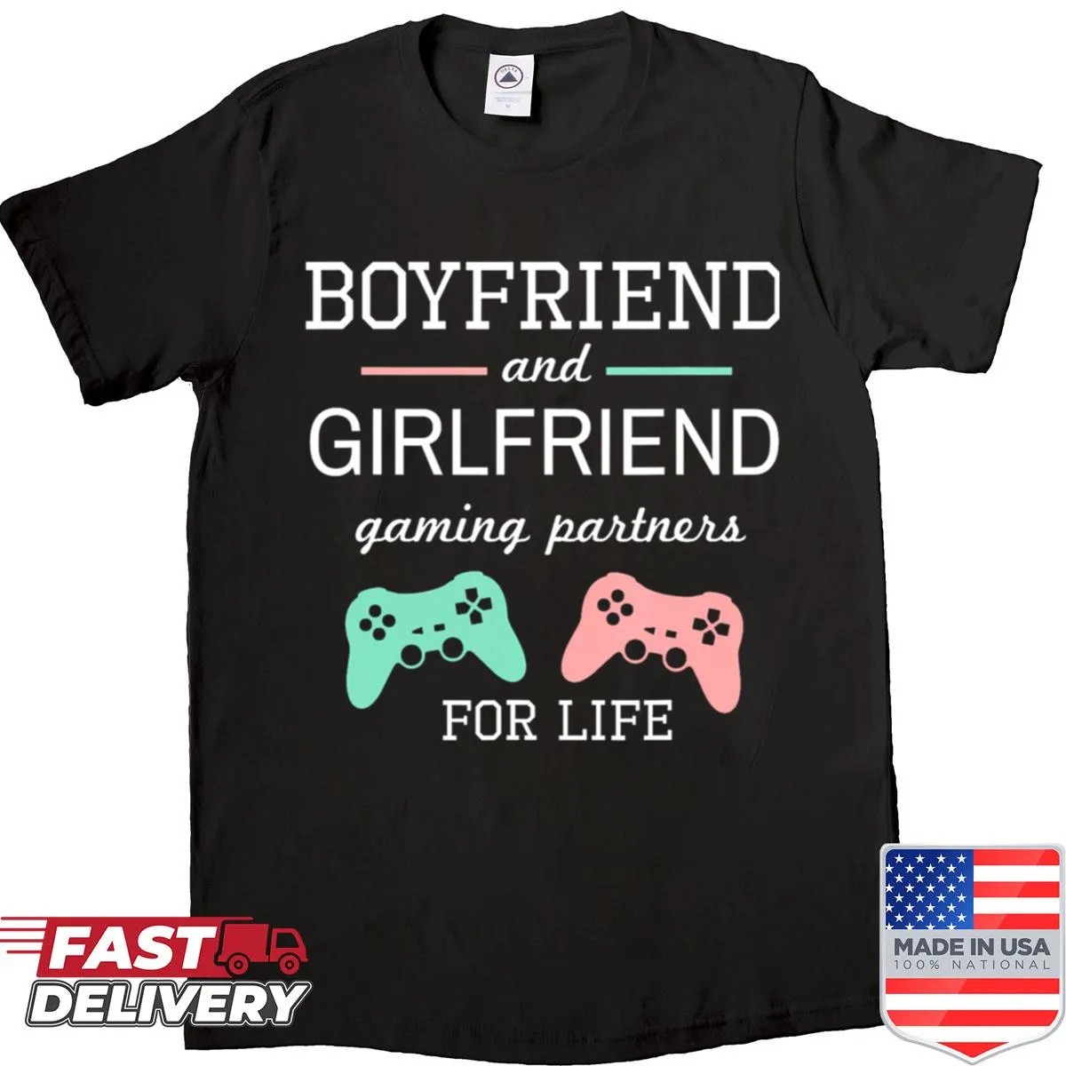 Matching couple gaming shirts for boyfriend and girlfriend