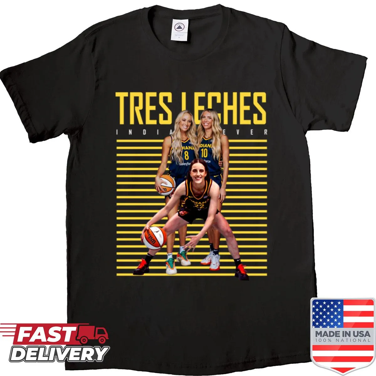 Tres leches cake illustration with playful text on a T-shirt