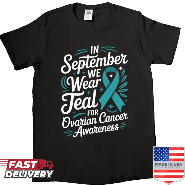 Awareness shirt featuring a quote for cancer support in teal.