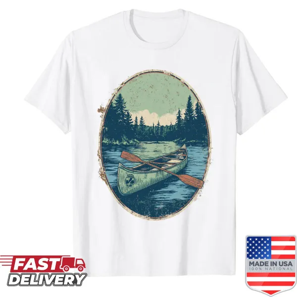 Vintage canoe and paddles design for outdoor lovers