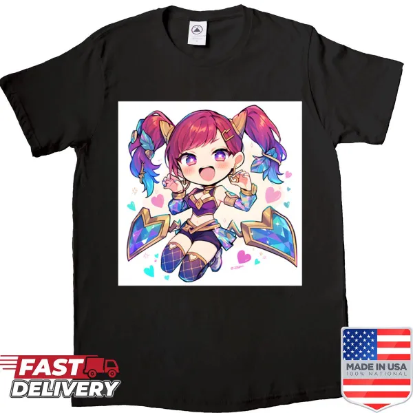Chibi popstar diva with magical claws on shirt