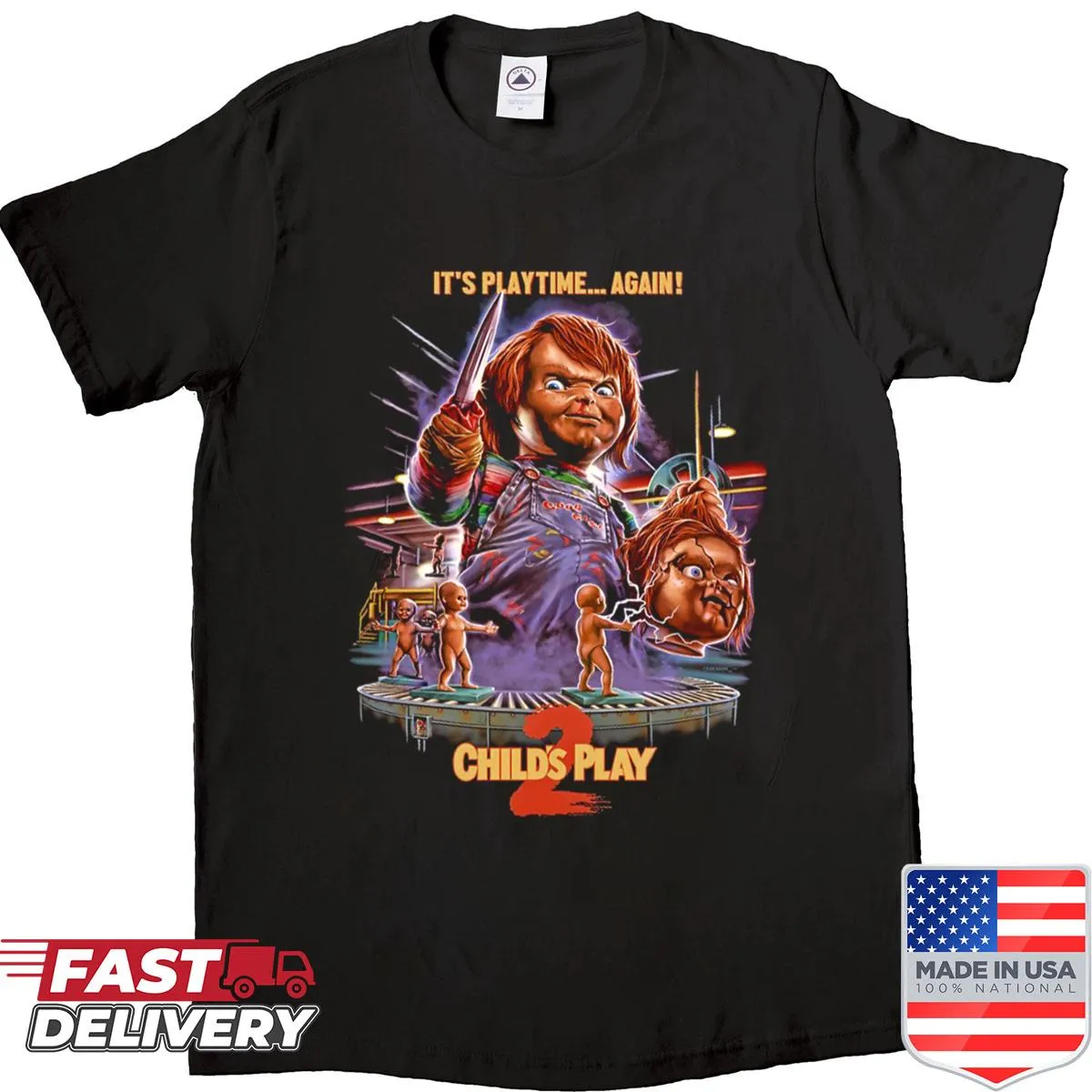 Child's Play 2 Shirt with iconic horror imagery