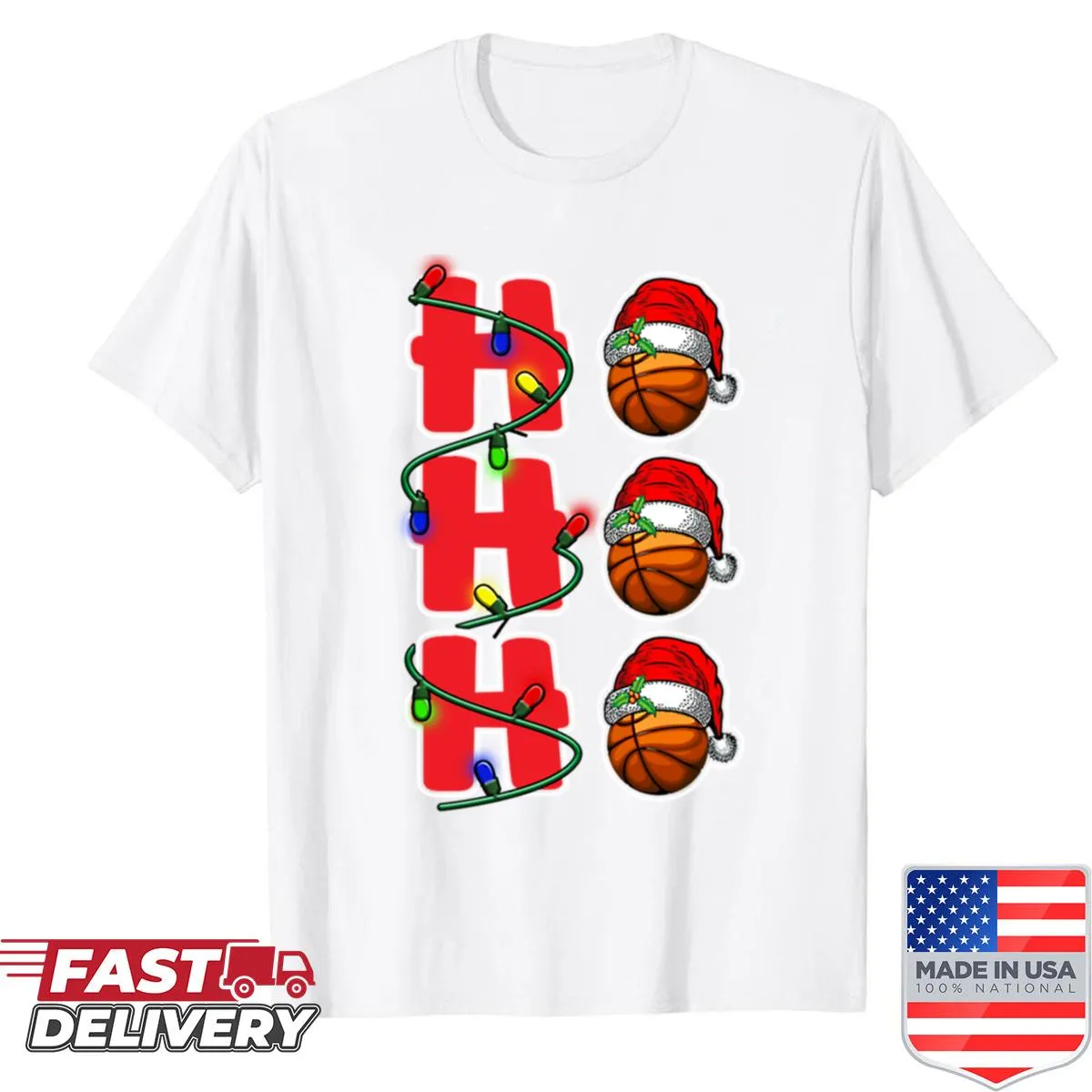 Funny Christmas basketball shirt with playful graphics