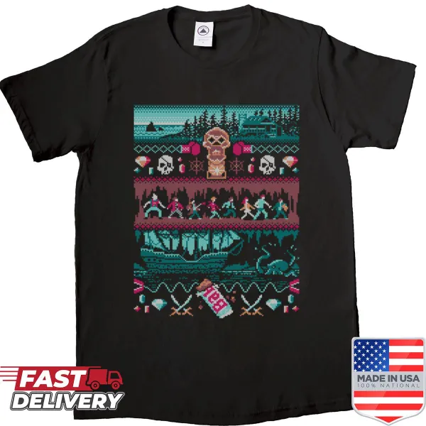 Festive Christmas shirt featuring Goondocks illustration
