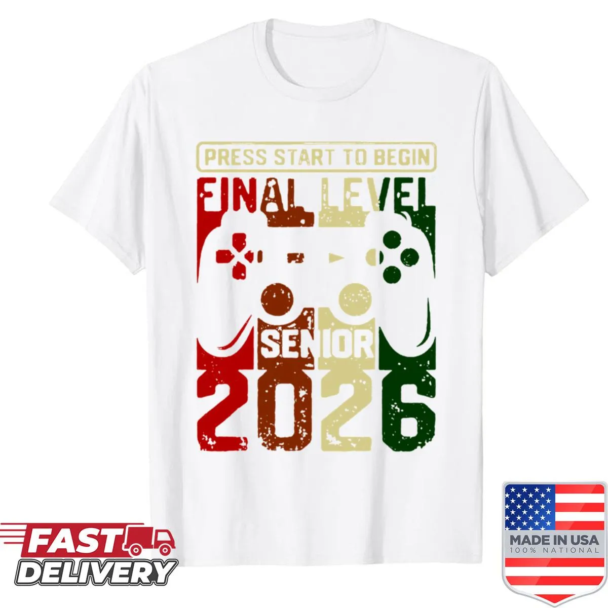 Gamer Senior 2026 shirt designed for high school graduates