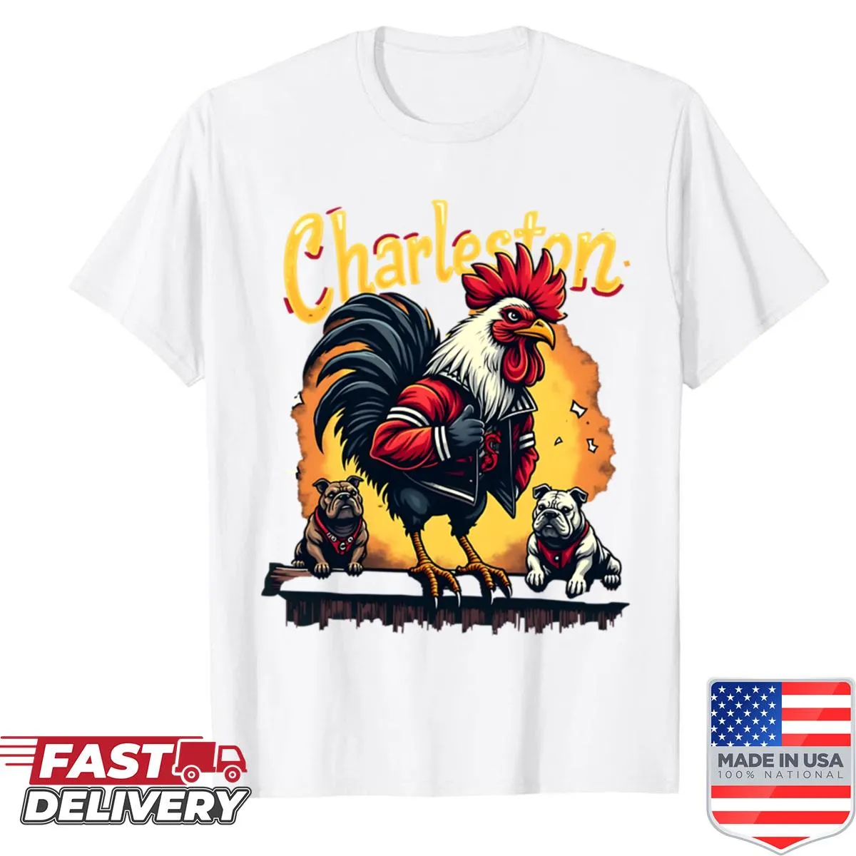 Funny graphic of a cocky rooster with playful text