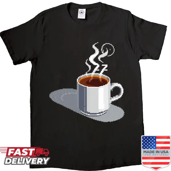 Pixel art coffee mug graphic shirt