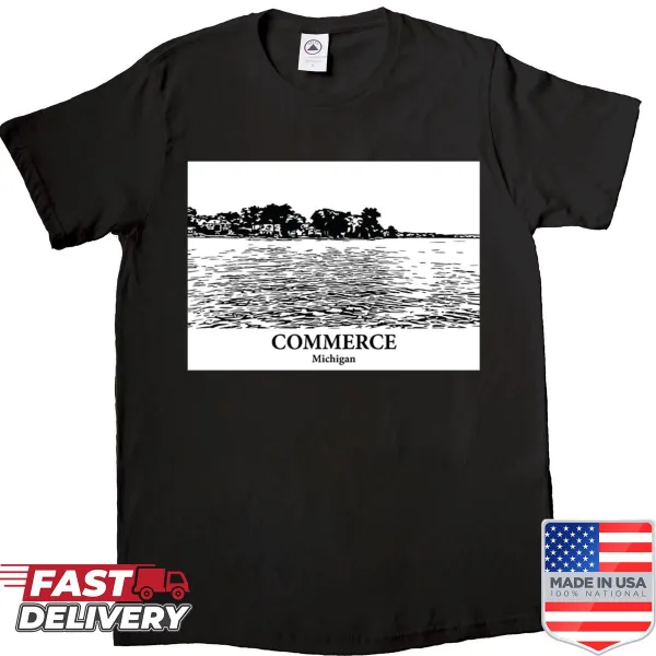 Typographic shirt featuring Commerce Michigan