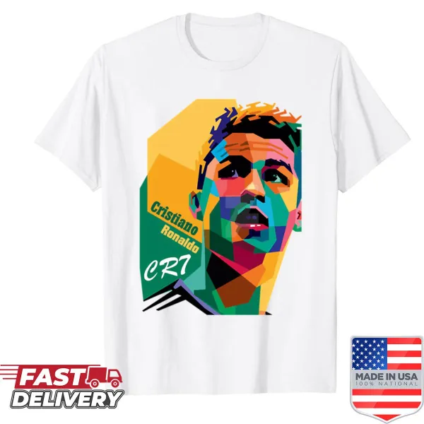 Pop art t-shirt featuring Cristiano Ronaldo design for soccer fans