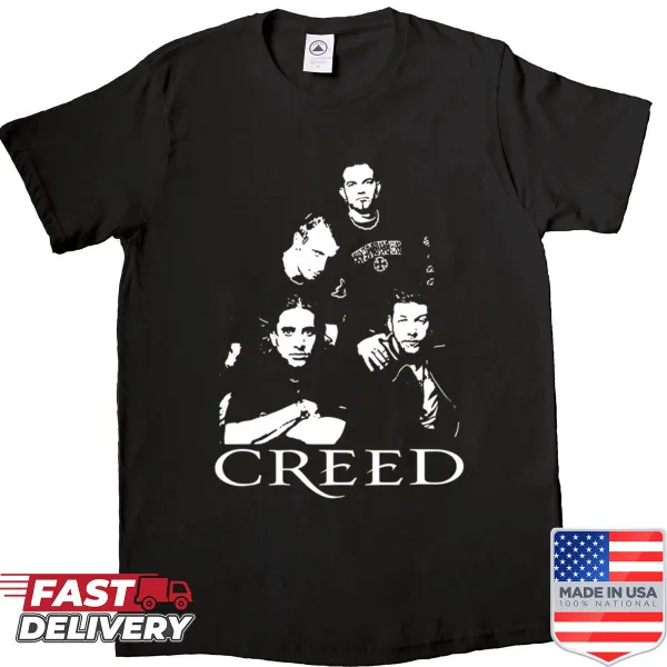 Vintage-inspired Creed rock music shirt