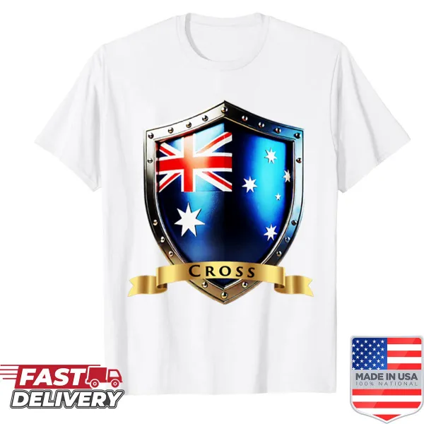 Heritage crest shirt featuring a Cross Family emblem