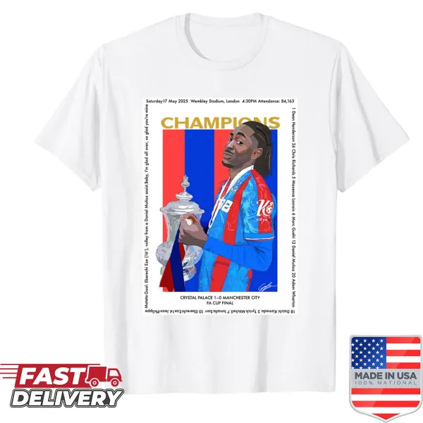 FA Cup Champions 2025 Crystal Palace typography shirt